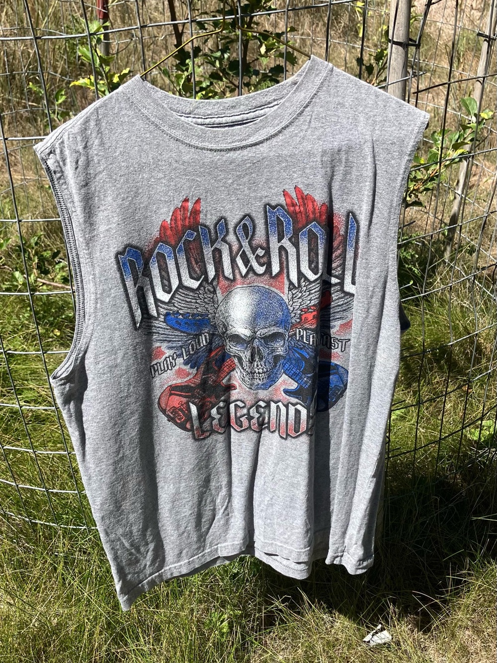 Grey 'Rock & Roll Legend' Graphic Muscle Tee